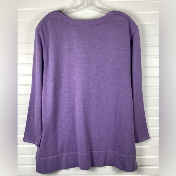J Jill Boat Neck Long Sleeve Two Pocket Tunic Sweater Size XLP Lavender - Picture 4 of 7